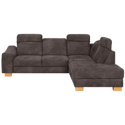 Ecksofa HOME AFFAIRE "Dundee L-Form", braun (mocca), B:263cm H:86cm T:219cm, Luxus-Microfaser Florence (100% Polyester), Sofas, wahlweise mit Kopfteilverstellung und zusätzlich mit Bettfunktion Image