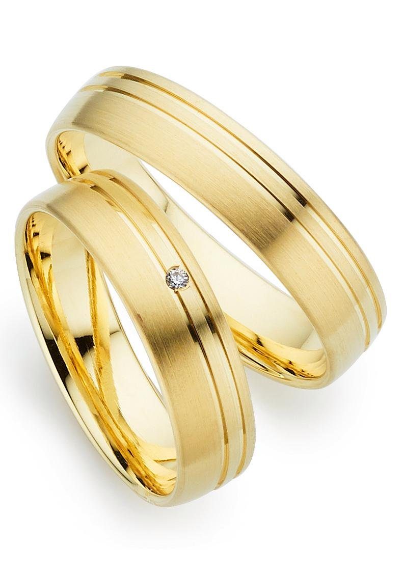 Trauring PHÖNIX "Schmuck Geschenk Gold 333 Trauring Ehering LIEBE versch. Varianten" Gr. 66, gold (gelbgoldfarben), Fingerringe, 66, 0,01 SI = kleine Einschlüsse mit Brillant, Gelbgold 333, 5mm, Made in Germany, wahlweise mit oder ohne Brillant Image