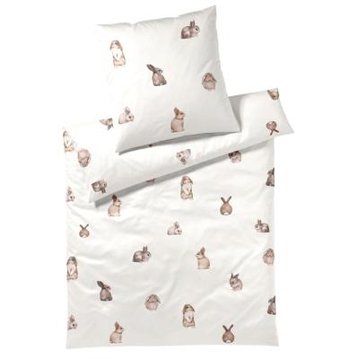 Bettwäsche ELEGANTE "Bunnies", beige (leinen), B/L: 135cm x 200cm, , Mako-Satin, B/L: 80cm x 80cm, Mako-Satin, Obermaterial: 100% Baumwolle, Bettwäsche, angenehmes Hautgefühl Image
