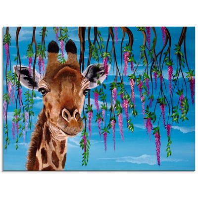 Glasbild ARTLAND "Giraffe", blau (farbe bild(er): blau), B:60cm H:45cm, Bilder, in verschiedenen Größen Image