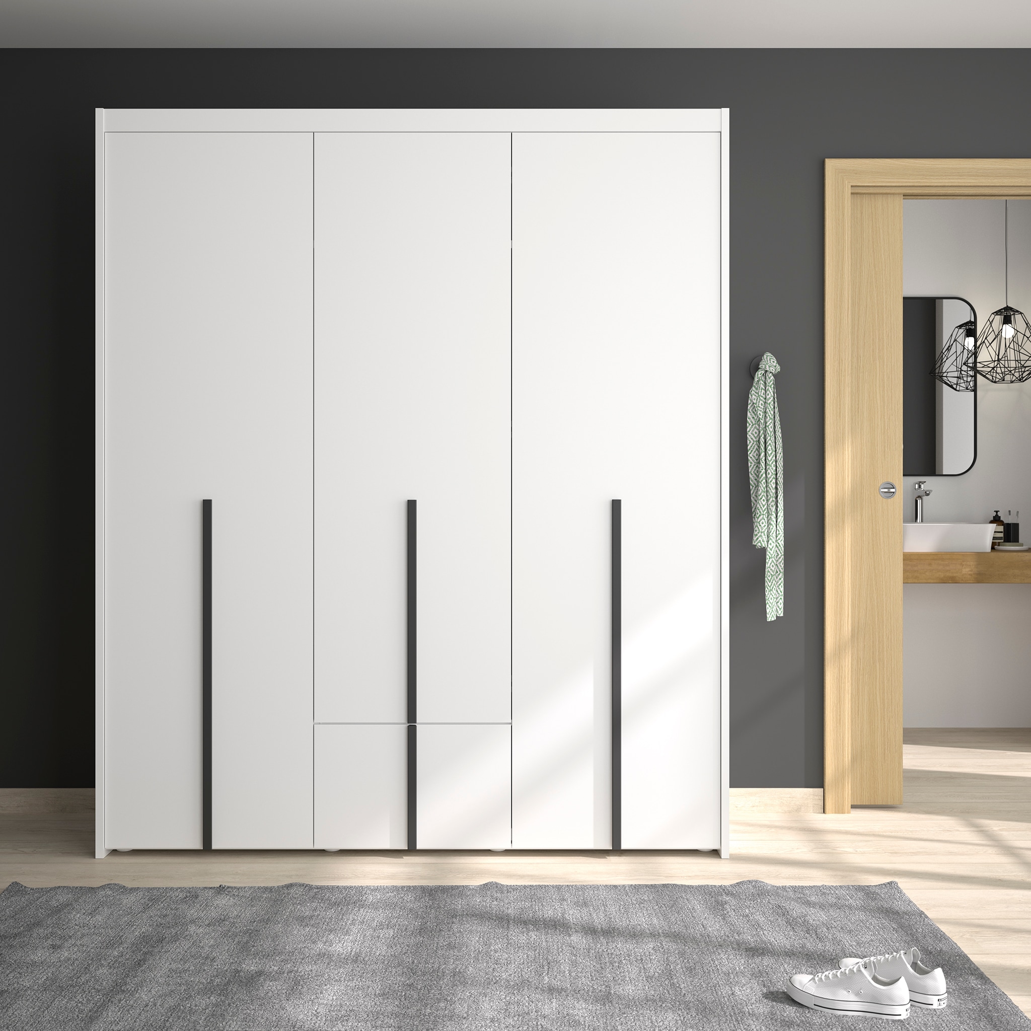 Kleiderschrank GAMI "TREVOR", weiß, B:181cm H:215cm T:60cm, Spanplatte, Schränke, Verschiedene Module einfach zu kombinieren Image