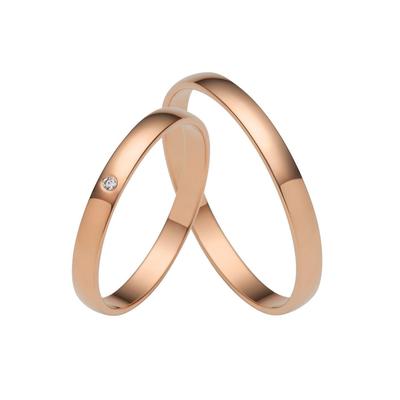 Trauring FIRETTI "Schmuck Geschenk Gold Hochzeit Ehering Trauring "LIEBE" Gr. 62, rosa (roségoldfarben), Fingerringe, 62, ohne Brillant, Roségold 585, 2,5mm, Rosu00e9gold 585, Made in Germany, wahlweise mit oder ohne Brillant Image
