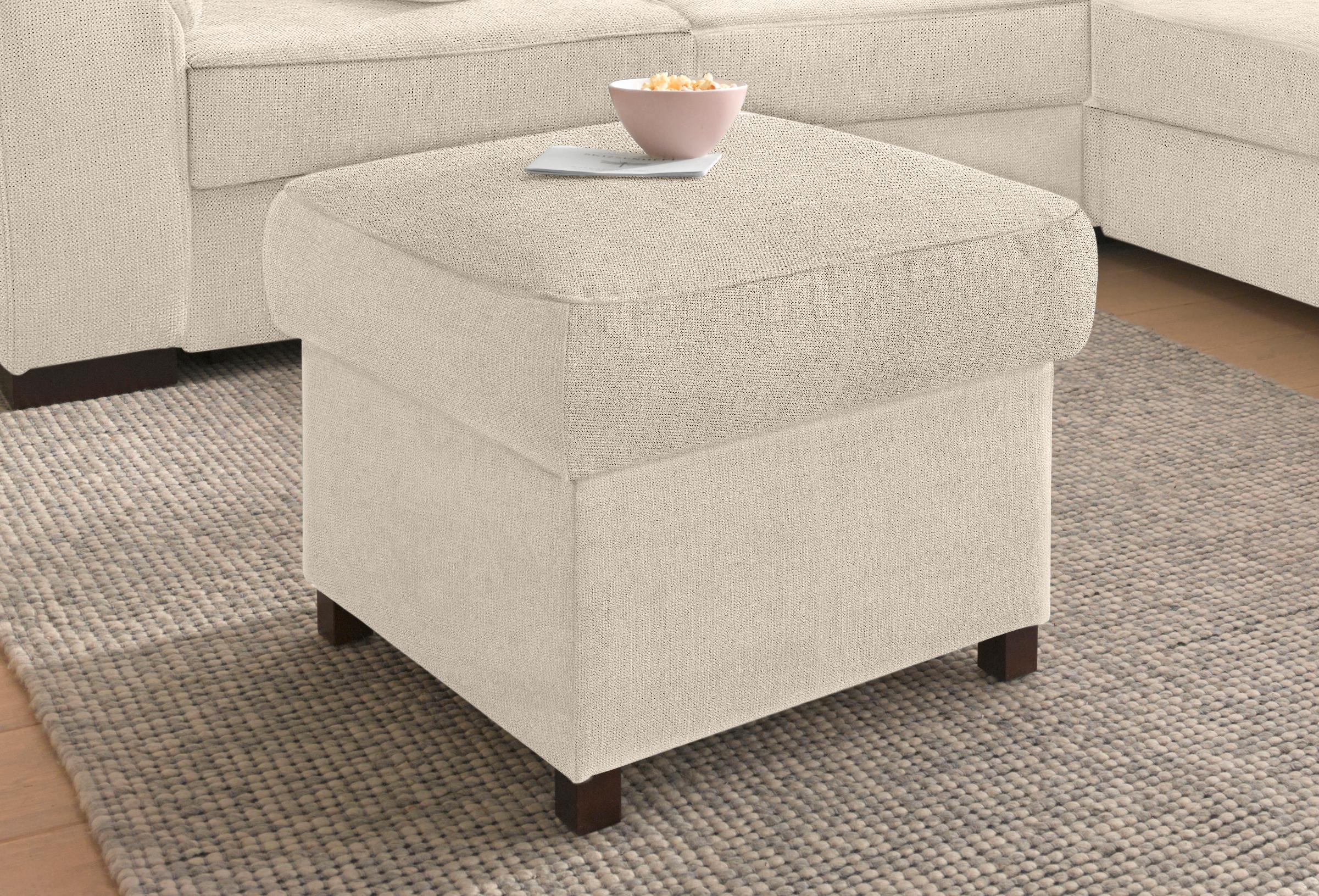 Hocker SIT & MORE "Montego, B: 60cm", beige (creme), B:60cm H:46cm T:60cm, Struktur (100% Polyester);Luxus-Microfaser ALTARA NUBUCK (100% Polyester);Luxus-Microfaser (90% Polyester, 10% Polyamid), Hocker, Hocker mit Stauraum Polsterhocker