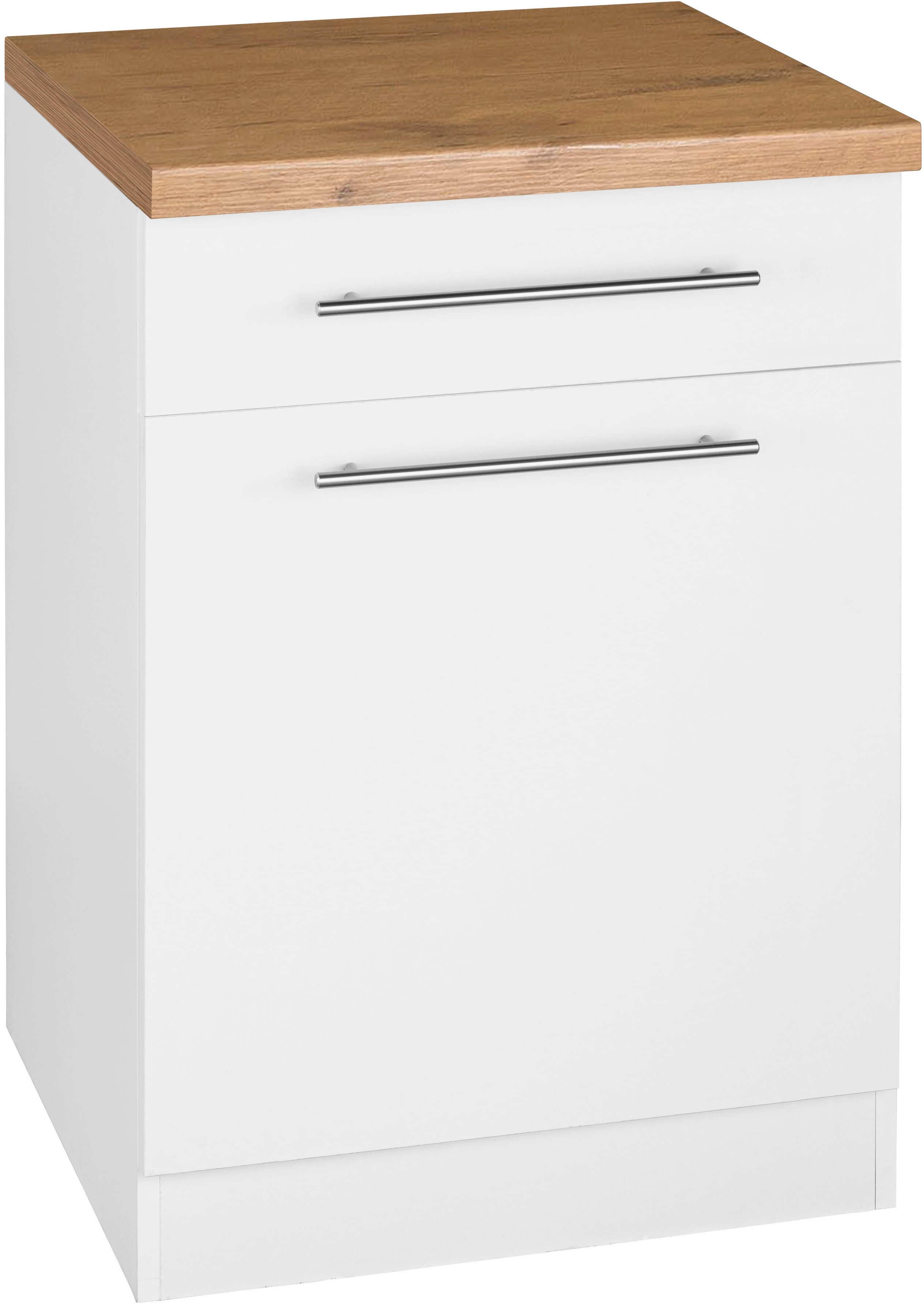 Unterschrank WIHO KÜCHEN "Unna", weiß (front und korpus: weiß, arbeitsplatte: kastelleiche), B:60cm H:85cm T:60cm, Schränke, Küchenunterschrank, 60 cm breit Image