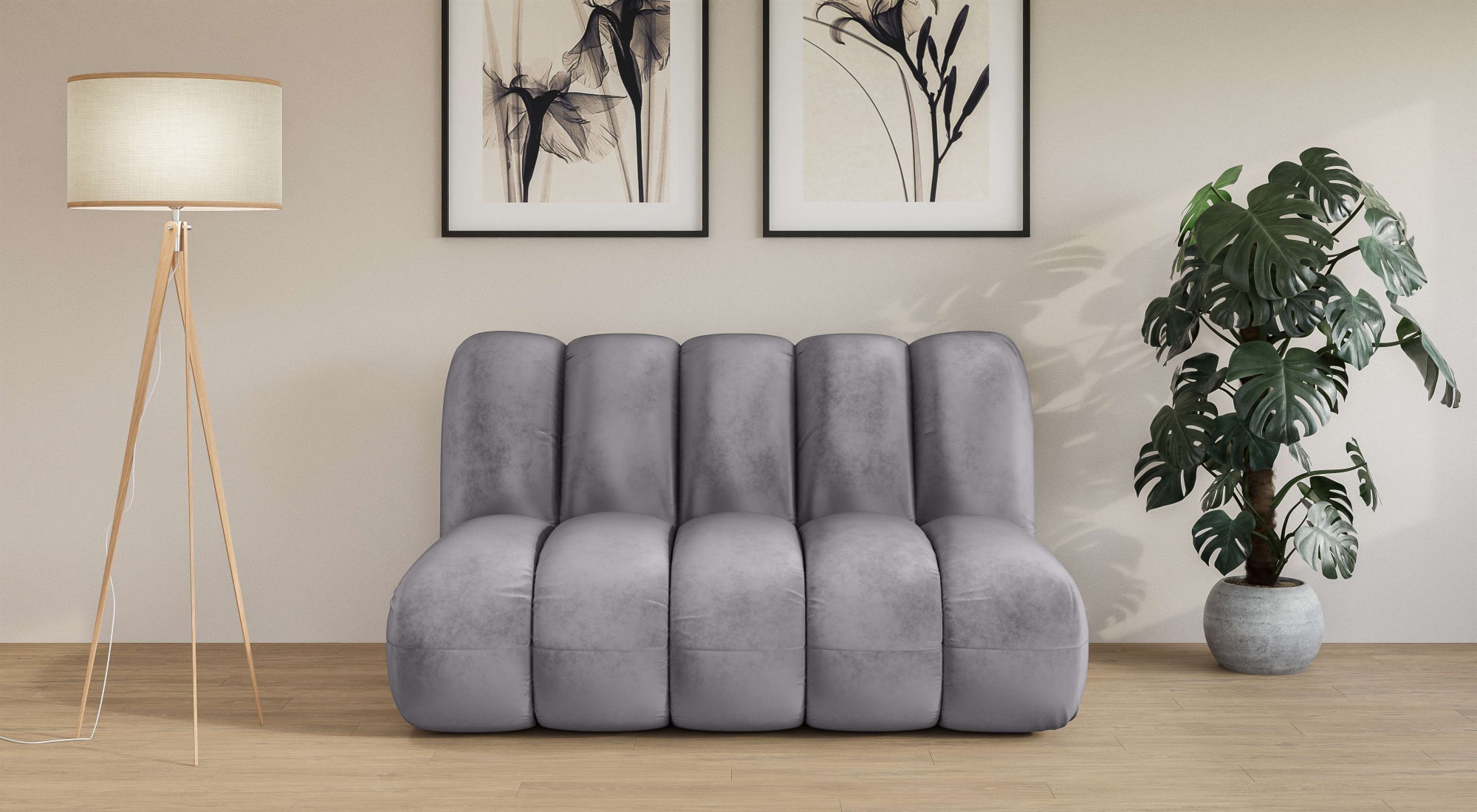 2-Sitzer "Priya Designersofa, moderne Steppung, auch in Bouclé", grau (hellgrau), B:155cm H:84cm T:108cm, 100% Polyester, LEGER HOME BY LENA GERCKE, Sofas, gemütlich und modern, B/T/H: 155/108/84 cm