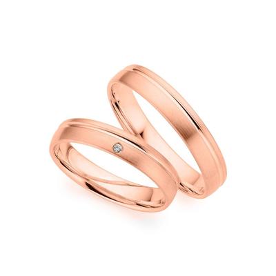 Trauring PHÖNIX "Schmuck Geschenk Gold 333 Trauring Ehering LIEBE versch. Varianten" Gr. 72, rosa (roségoldfarben), Fingerringe, 72, ohne Brillant, Roségold 333, 4,0mm, Rosu00e9gold 333, Made in Germany, wahlweise mit oder ohne Brillant Image
