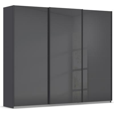 Schwebetürenschrank RAUCH "Kleiderschrank Schrank Garderobe AGORDO mit Glasfront", grau (graumetallic, glas basalt), B:271cm H:229cm T:62cm, Holzwerkstoff, Schränke, durchdachte Innenausstattung, in 4 Breiten und 2 Höhen MADE IN GERMANY Image