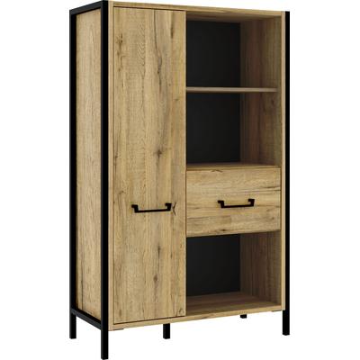 Mehrzweckregal FORTE, braun (bartex eiche, schwarz), B:94,1cm H:151,5cm T:41,5cm, Regale, Kinderschrank Kinderregal