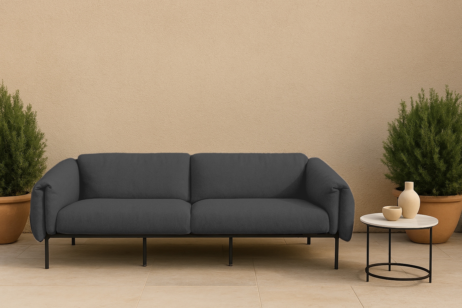 3-Sitzer ANDAS "Lumi", blau (basalt), B:226cm H:73cm T:96cm, 100% Polip, Sofas, Outdoor Gartensofa, wetterfeste Materialien, Breite 228 cm Image