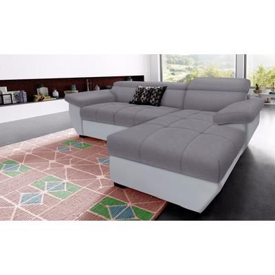 Ecksofa COTTA "Speedway L-Form", grau (grau, grau), B:265cm H:79cm T:102cm, Edles Flachgewebe ( 100% Polyester ) / Feine Struktur ( 100% Polyester ), Kunstleder SOFTLUX / Luxus-Microfaser ( 100% Polyester ), Kunstleder SOFTLUX / Struktur ( 100%... Image