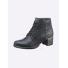 Schnürstiefelette HEINE, Damen, Gr. 36, blau (marine), Leder, Glattleder, modisch, Schuhe