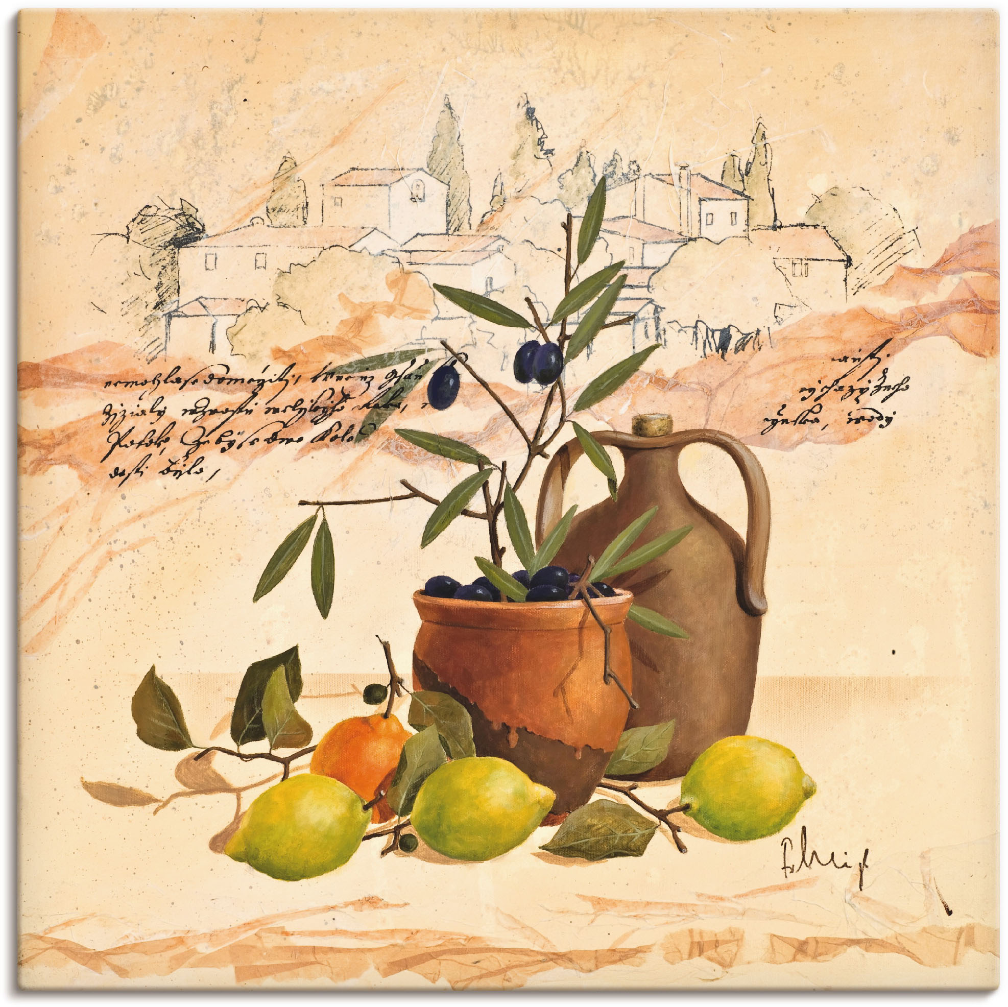 Wandbild ARTLAND "Lavendel Impressionen", orange (farbe bild(er): orange), B:30cm H:30cm T:1,8cm, Canvas, Leinwand, Bilder, als Leinwandbild, Poster, Wandaufkleber in verschied. Größen Image