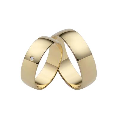 Trauring FIRETTI "Schmuck Geschenk Gold Hochzeit Ehering Trauring "LIEBE" Gr. 17, gold (gelbgoldfarben), Fingerringe, 17, ohne Brillant, Gelbgold 375, 6mm, Made in Germany, wahlweise mit oder ohne Brillant Image