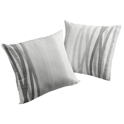 Dekokissen WIRTH "BROOKLYN" Gr. 2, grau (grau, bedruckt, gemustert), B:50cm L:50cm, Polyester, Dekokissen_Sitzkissen_Kissenhüllen, Kissenhülle ohne Füllung, 2 Stück Image