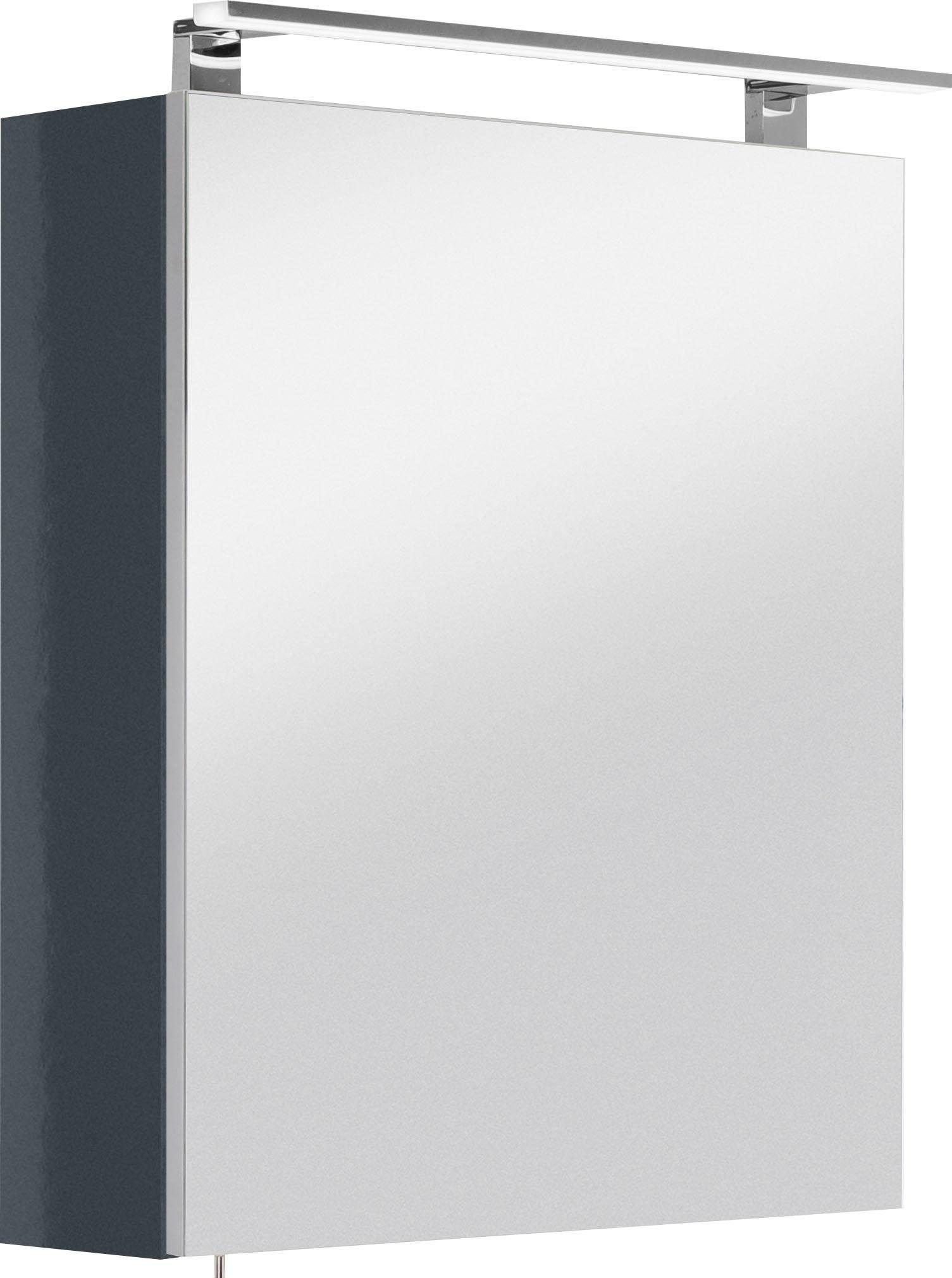 Spiegelschrank OPTIFIT "Mino", grau (seidenglanz anthrazit), B:60cm H:68cm T:17,6cm, Schränke, Breite 60 cm Image