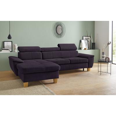 Ecksofa EXXPO - SOFA FASHION "Enya, aufwendige Detailverarbeitung, hoher Sitzkomfort, bequem, L-Form", lila, B:280cm H:79cm T:167cm, Luxus-Microfaser Vintageoptik (100% Polyester), Webvelours (92% Polyester, 8% Nylon), Sofas, inkl.... Image