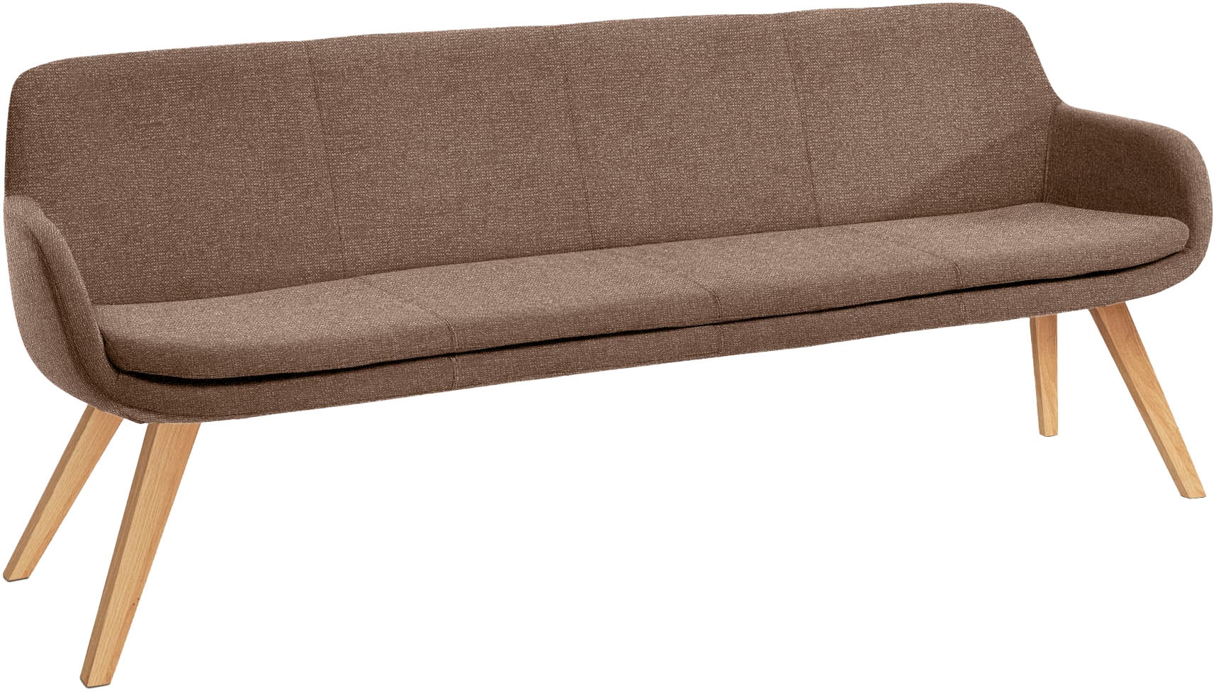 Essbank MUSTERRING "Tavia", braun (copper, eiche bianco), B:200cm H:87cm T:66cm, 100% PES, Sitzbänke, Stativgestell aus Eiche bianco massiv, Breite 180, 200 oder 220 cm Image