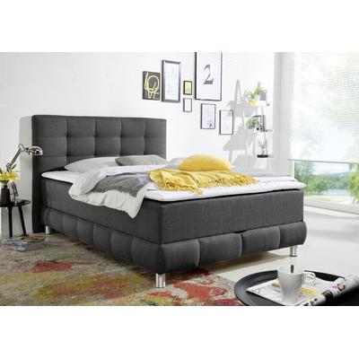 Boxbett INOSIGN "Vaasa", grau (anthrazit), B:154cm L:230cm, Komplettbetten, inkl. Bettkasten & Topper, XXL-Ausführung, Überlänge 220 cm Image