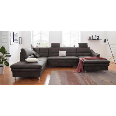 Wohnlandschaft SIT & MORE "Cardoso U-Form", grau (anthrazit), B:324cm H:90cm T:90cm, Luxus-Microfaser 1 (100% Polyester), Luxus-Microfaser 2 (100% Polyester), Luxus-Microfaser ALTARA NUBUCK (100% Polyester), Sofas, mit Federkern und Kopfstützen, mit... Image
