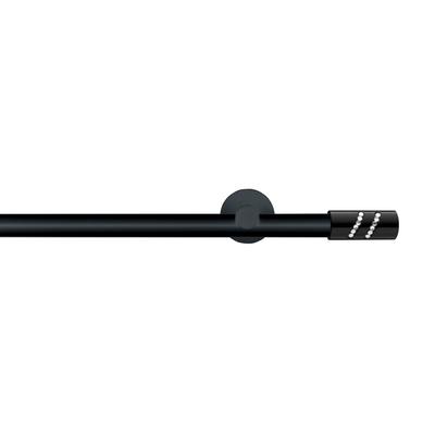 Gardinenstange GARESA "BLACK", schwarz, L:410cm Ø:20mm, Eisen, Gardinenstangen, Vorhanggarnitur, Innenlauf, verlängerbar, Endknopf mit Glitzersteinen Image
