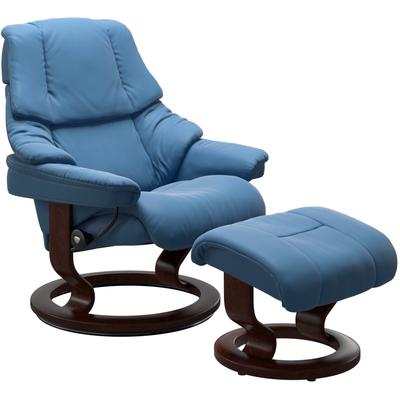 Relaxsessel STRESSLESS "Reno", blau (lazuli blau), B:88cm H:98cm T:78cm, Sessel, mit Classic Base, Größe S, M & L, Gestell Braun Image