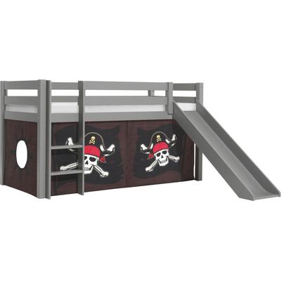 Spielbett VIPACK "Pino, Kiefer massiv, mit Rolllattenrost u. Textil-Set, Made in Europe", grau, B:218cm H:114cm L:210cm, Betten, verschiedene Textil-Designs und Holzfarben zur Wahl Image