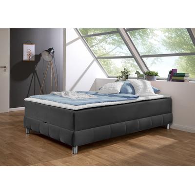 Boxspringbett INOSIGN "Vaasa", grau (schiefer), B:146cm L:226cm, Komplettbetten, für Dachschrägen geeignet, inkl. Bettkasten und Topper Image