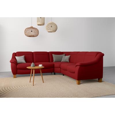 Ecksofa HOME AFFAIRE "Caldera L-Form", rot (bordeaux), B:270cm H:91cm T:250cm, 100% Polyester, Sofas, Federkern, wahlweise mit Kopfteilverstellung, Bettfunktion, Bettkasten Image
