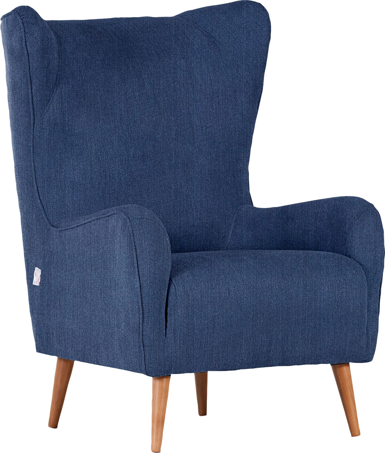 Ohrensessel GUTMANN FACTORY "Vigo", blau, B:80cm H:106cm T:80cm, Sessel, Ohrensessel, Gestell antikfarben oder eiche natur