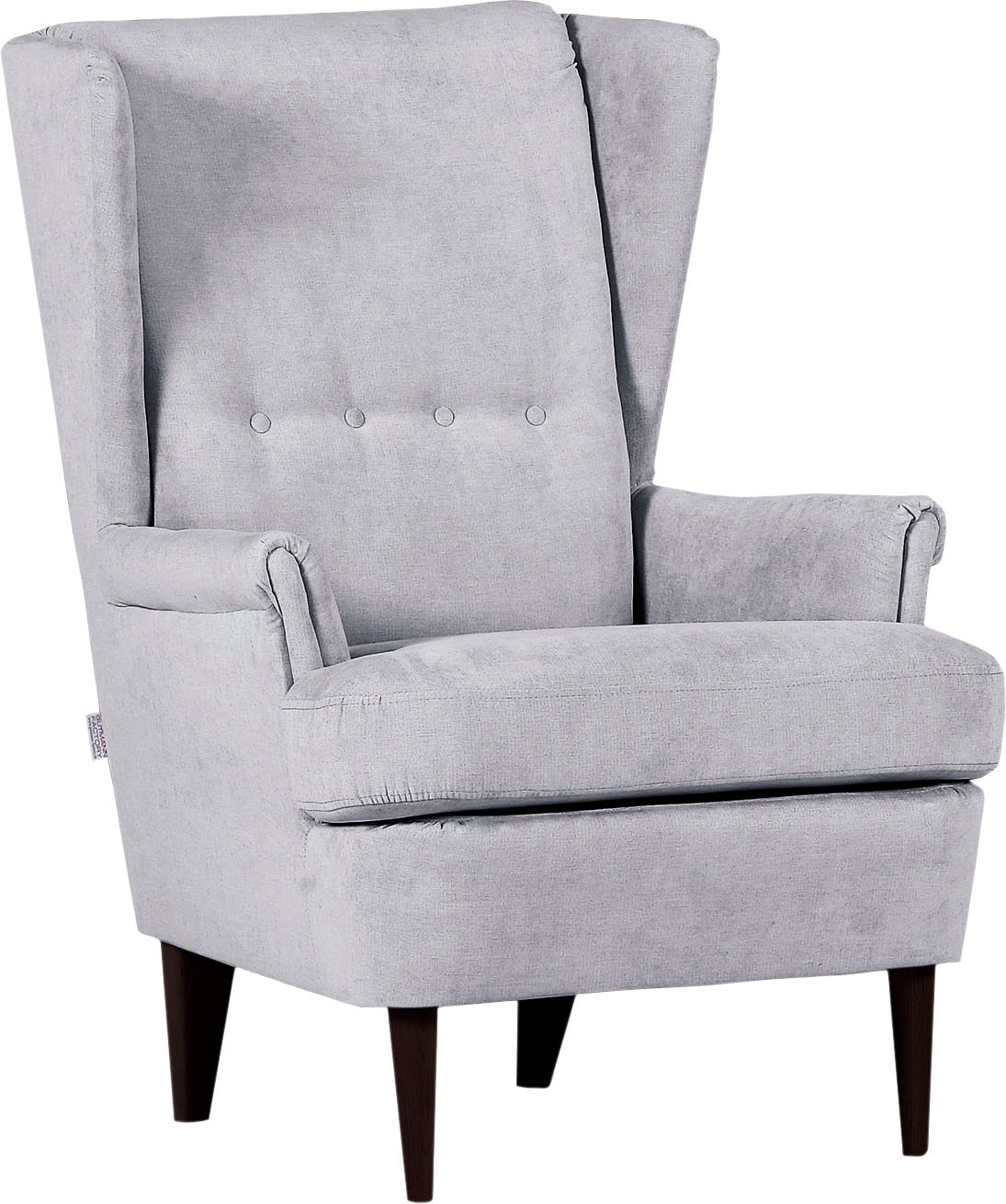 Ohrensessel GUTMANN FACTORY "Versailles", grau (hellgrau), B:72cm H:104cm T:85cm, Sessel, Ohrensessel, Gestell antikfarben oder eiche natur