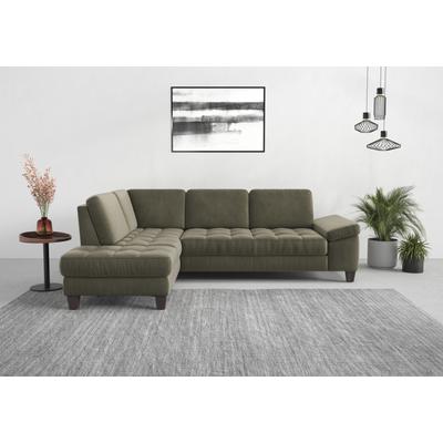 Ecksofa SIT & MORE "Westham L-Form", grün (lindgrün), B:261cm H:88cm T:179cm, 100% Polyester, Sofas, mit Ottomane, mit oder ohne Bettfunktion, Bettkasten, Verstellung Image