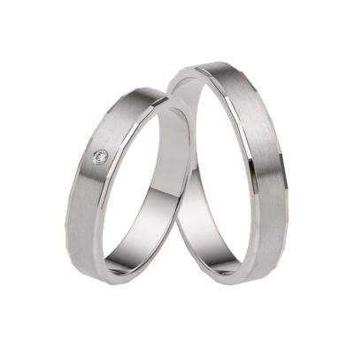 Trauring FIRETTI "Schmuck Geschenk Gold 375 Hochzeit Ehering "LIEBE" Gr. 56, weiß (weißgoldfarben), Fingerringe, 56, ohne Brillant, Weißgold 375, 4,0mm, Made in Germany, wahlweise mit oder ohne Brillant Image