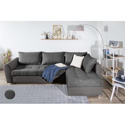 Ecksofa COLLECTION AB "JANA XL-Sofa L-Form", grau (anthrazit), B:250cm H:42cm T:161cm, 100%Polyester, Sofas, inkl. Bettfunktion, Bettkasten und Bonnelfederkern Image