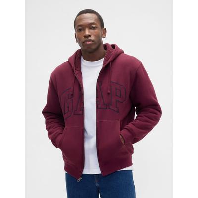 Gap Red Relaxed Logo Sherpa-Lined Zip Hoodie