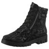Schnürstiefelette WALDLÄUFER "H-SERENA", Damen, Gr. 5,5 (38,5), schwarz, Veloursleder, unifarben, klassisch, Schuhe, Schnürboots, Profilsohle, Blockabsatz, in Komfortweite H (= sehr weit)