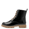Schnürboots MARCO TOZZI, Damen, Gr. 39, schwarz, Lederimitat, glänzend, modisch, Schuhe, Blockabsatz, Schnürstiefelette in glänzender Optik