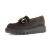 Loafer GABOR, Damen, Gr. 43, braun (dunkelbraun), Ziegenveloursleder, unifarben, modisch, Schuhe, Plateau, Slipper, Businessschuh mit Zierschnalle und Schmuckstein