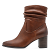 Stiefelette MARCO TOZZI, Damen, Gr. 40, braun (cognac), Lederimitat, unifarben, used, klassisch, Schuhe, Blockabsatz, Businessschuh mit Falten im slouchy Look