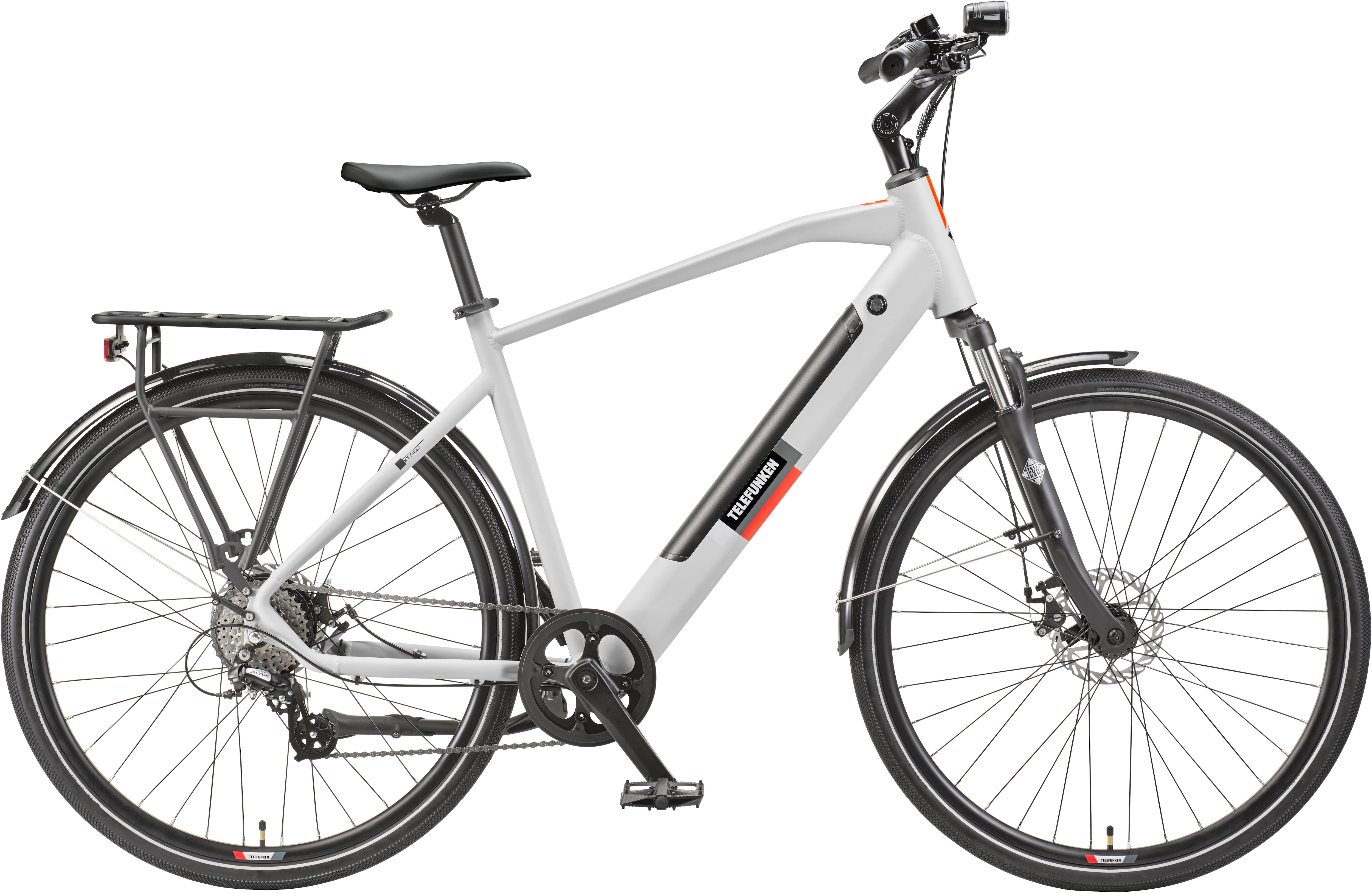 E-Bike TELEFUNKEN "E-Trekking Expedition XT490 Herren" Gr. 52, schwarz (kreide, schwarz), Elektrofahrräder, 52cm, 28 Zoll (71,12cm), Pedelec, Elektrofahrrad, Herren, innerhalb StVZO, 28 Zoll Image