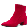 Stiefelette MARCO TOZZI, Damen, Gr. 40, rot, Textil, Veloursleder, klassisch, Schuhe, Blockabsatz, Businessschuh, Ankleboots mit Ziernähen