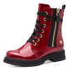 Schnürboots MARCO TOZZI BY GMK, Damen, Gr. 39, rot, Lacklederimitat, glänzend, modisch, Schuhe, Blockabsatz, Schnürboots mit Zierreißverschluss außen