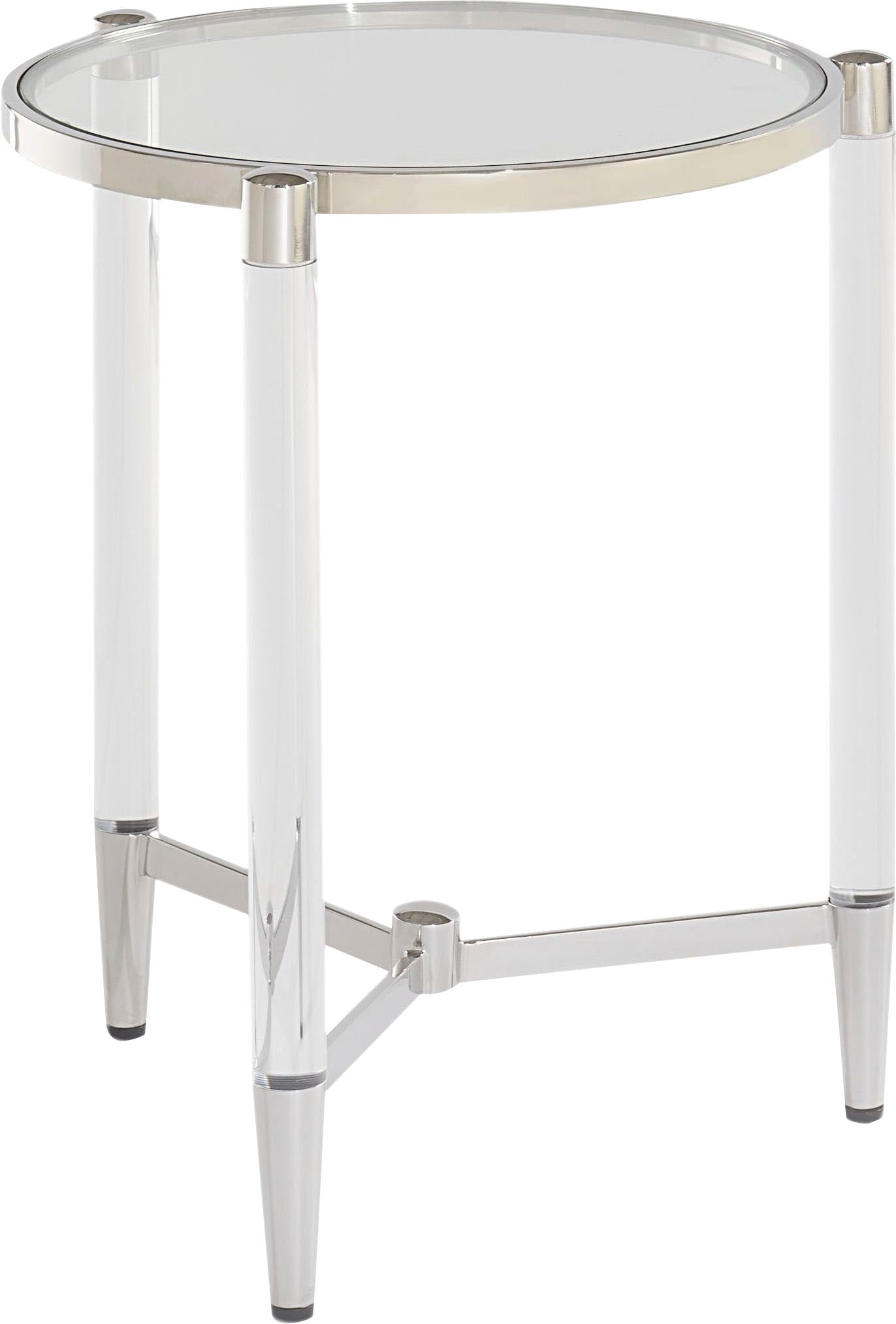 Beistelltisch LEONIQUE "Beistelltisch Marilyn", transparent (transparent, transparent, transparent), B:51cm H:61cm T:51cm, Tische, Beistelltisch, Beistelltisch, rund, Glas, Acryl/Edelstahl, Sicherheitsglas, 51x61