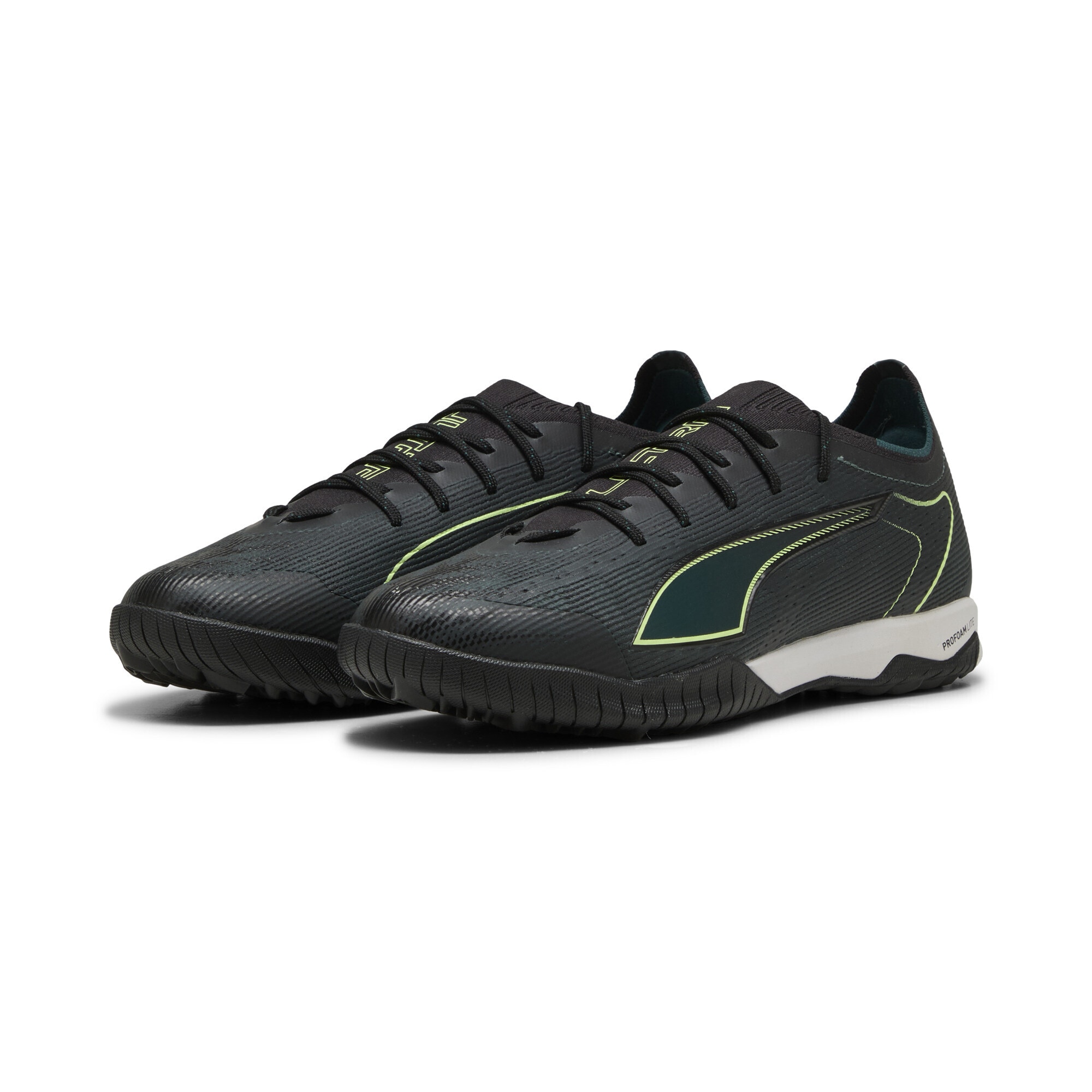 Fußballschuh PUMA "ULTRA 6 PRO CAGE TT Fußballschuhe Erwachsene", Damen, Gr. 46, gelb (schwarz fizzy light grün terrain gelb), Obermaterial: Textil, Synthetik; Futter: Textil, Synthetik; Innensohle: Textil; Laufsohle: Gummi, Schuhe Fußballschuh