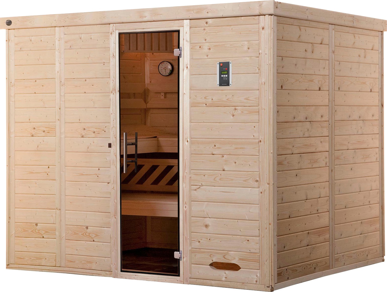 Sauna WEKA "Kemi", beige (natur), Saunaofen, externe Steuerung, 7,5 kW, Saunen, 7,5 kW-Ofen mit digitaler Steuerung