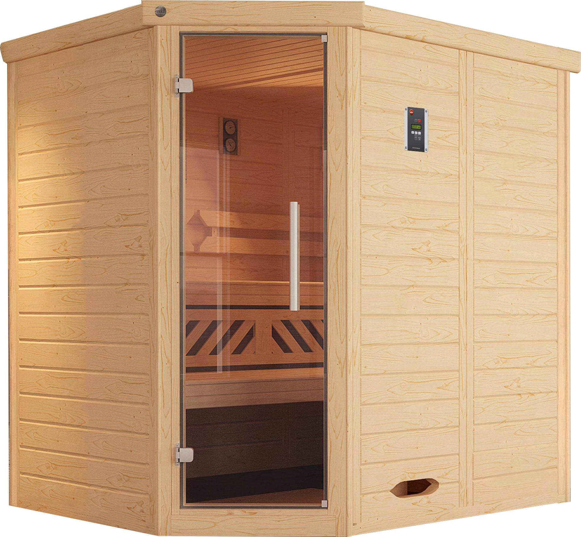 Sauna WEKA "Kemi", beige (natur), Saunaofen, externe Steuerung, 7,5, Saunen, 7,5 kW-Ofen mit digitaler Steuerung Image