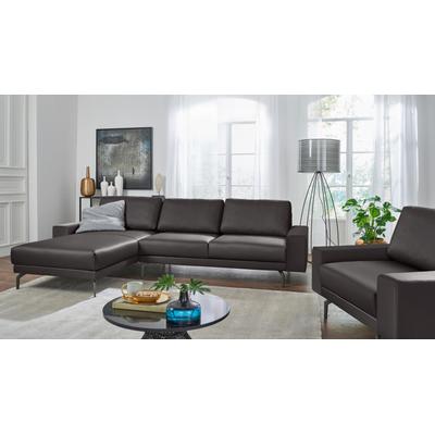 Ecksofa "CR.450, Designecksofa, L-Form", braun (graubraun 534, 49), B:274cm H:85cm T:178cm, Luxus-Microfaser (100% Polyester), CREATION BY ROLF BENZ, Sofas, Armlehne breit und niedrig, Alugussfüße in umbragrau, Breite 274 cm Image
