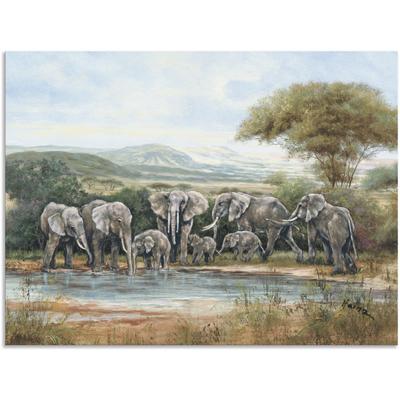 Wandbild ARTLAND "Elefantenfamilie", grün (farbe bild(er): grün), B:80cm H:60cm, Bilder, als Alubild, Outdoorbild, Wandaufkleber in verschied. Größen Image