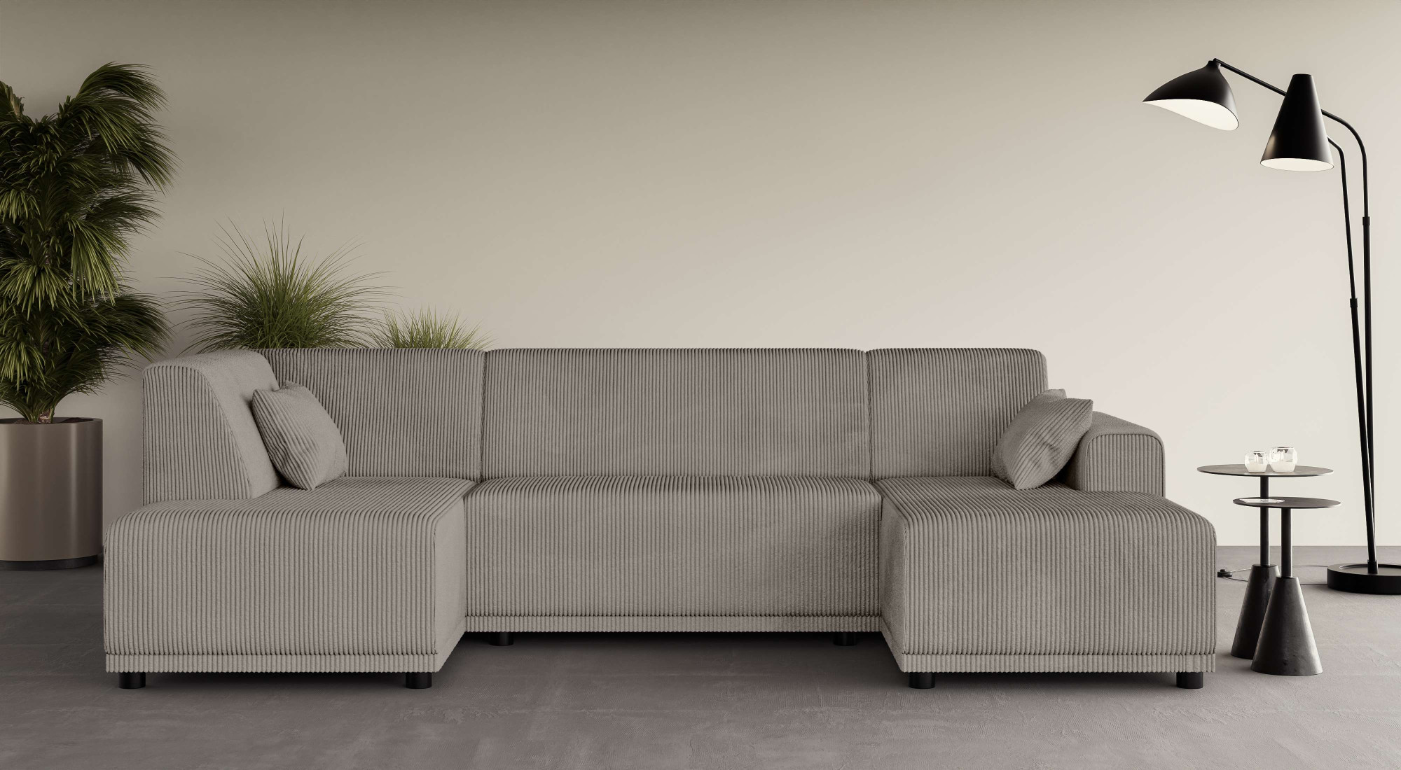 Wohnlandschaft HOME AFFAIRE "TAMMO", grau (taupe), B:296cm H:80cm T:162cm, 100% Polyester, Sofas, Wohnlandschaft, U-Form