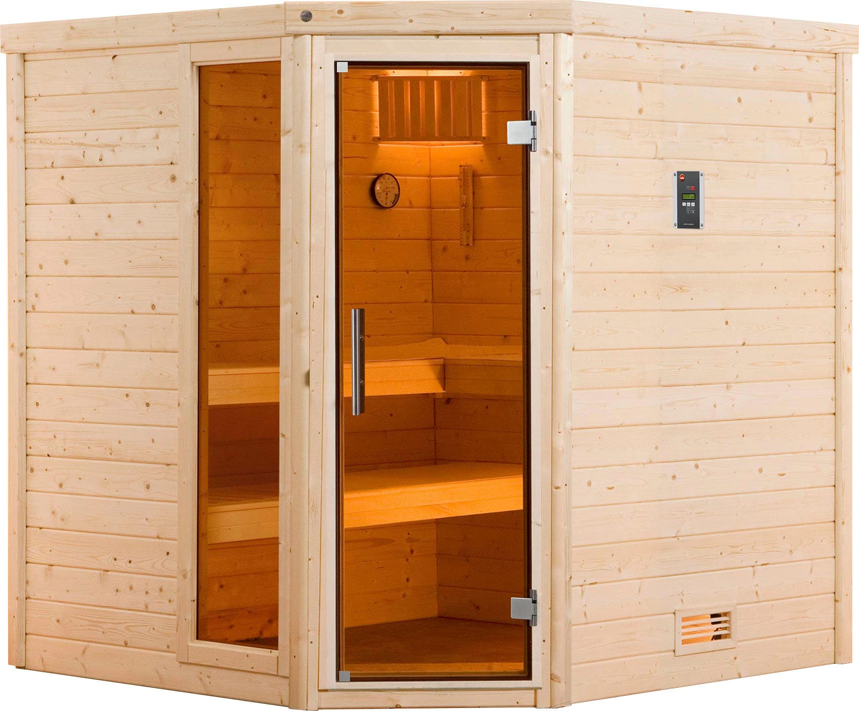 Sauna WEKA "Turku", beige (natur), Saunaofen, externe Steuerung, 7,5 kW, Saunen, 7,5 kW-Ofen mit digitaler Steuerung