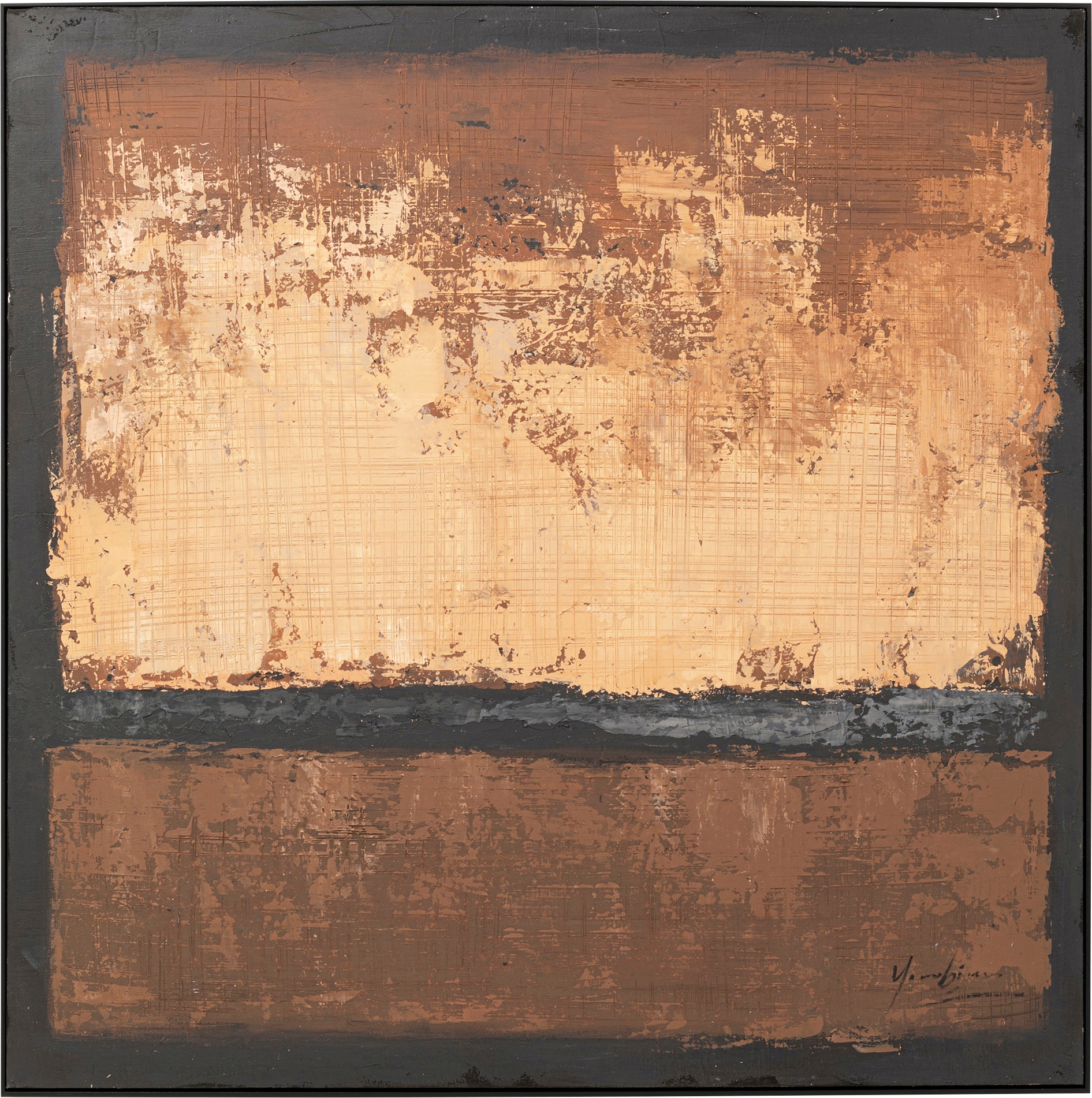 Bild mit Rahmen KARE DESIGN "Gerahmtes Bild Silence Braun 120x120cm", braun (farbe bild(er): braun), B:120cm H:120cm T:5cm, Bilder Image